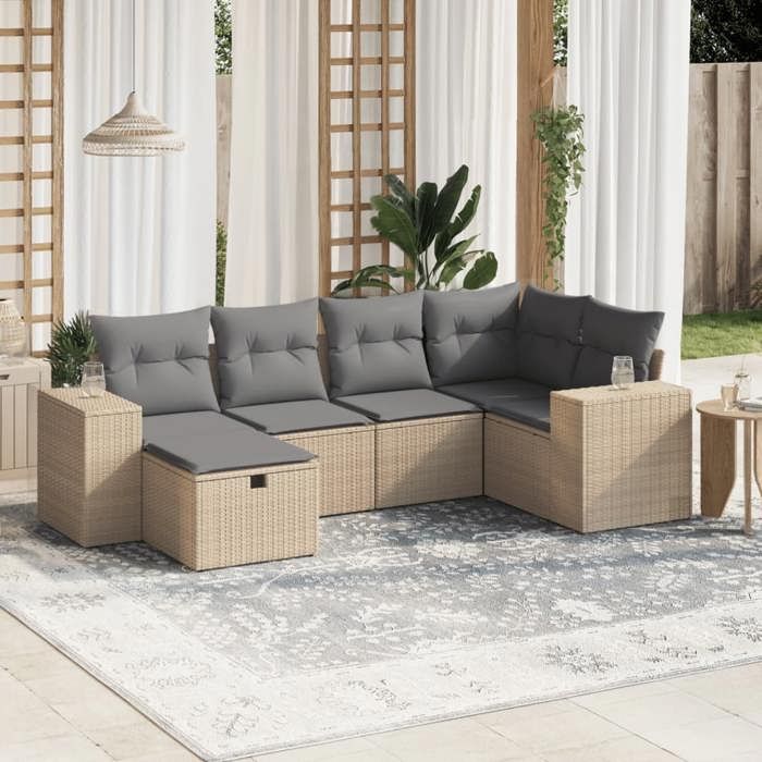 VidaXL Garden Lounge Set with Cushions 6 Pcs, Patio Sofas, Patio Furniture Set, Outdoor Furniture, Mix 3264415