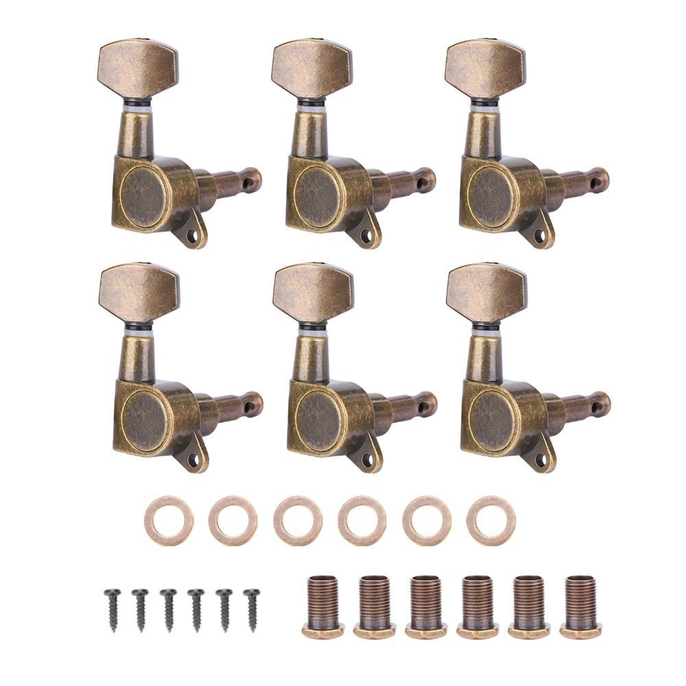 6PCS Metal Guitar Tuning Pegs 6R Machine Heads Knobs Professional Locking Tuners Set For Guitar