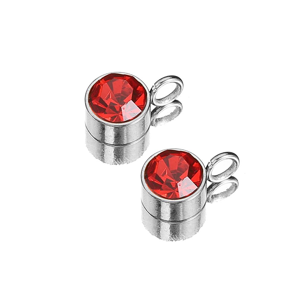 10pcs Stainless Steel Birthstones 6mm Zircon Charms Pendants Rhinestone Crystal Beads for Necklace Bracelet Jewelry Making DIY