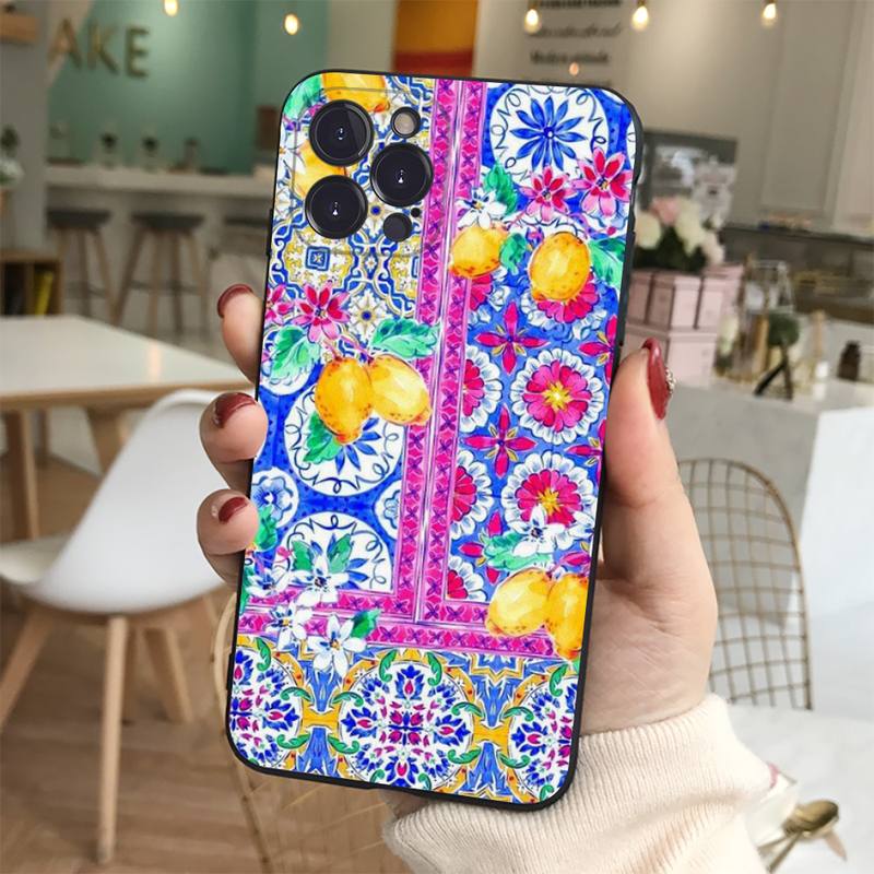 Mediterranean Lemon Phone Case For iPhone 14 11 12 13 Mini Pro XS Max Cover 6 7 8 Plus X XR SE 2020 Funda Shell