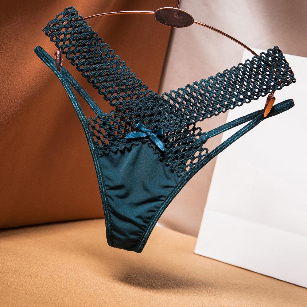 French Hollowed-Out Ice Silk Thong - Women's Fashion Low-Rise See-Through Strap Underwear