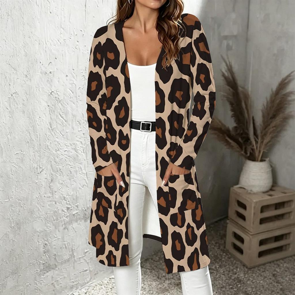 Plus Size Women Long Sleeve Open Front Loose Outerwear Casual Fashion Cardigan