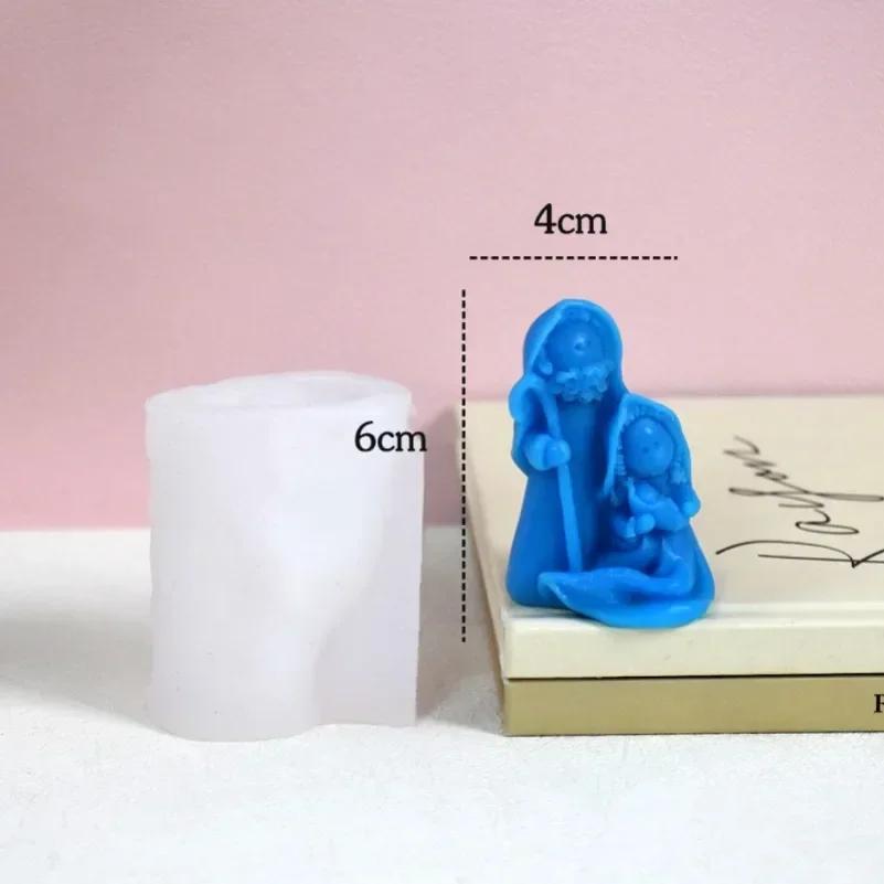 3D Stone Thatched Cottage Candle Silicone Mould DIY Jesus and Virgin Mary Sculpture Handicraft Resin Gypsum Soap Mold Home Gift