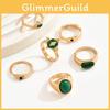 Minimalist French Style Zinc Alloy Ring With Green Accents For Womens Daily Wear
