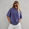 T-shirt da Donna Vintage Lavata Usurata 100% Cotone Vestibilità Rilassata Manica Corta Maglietta Casual
