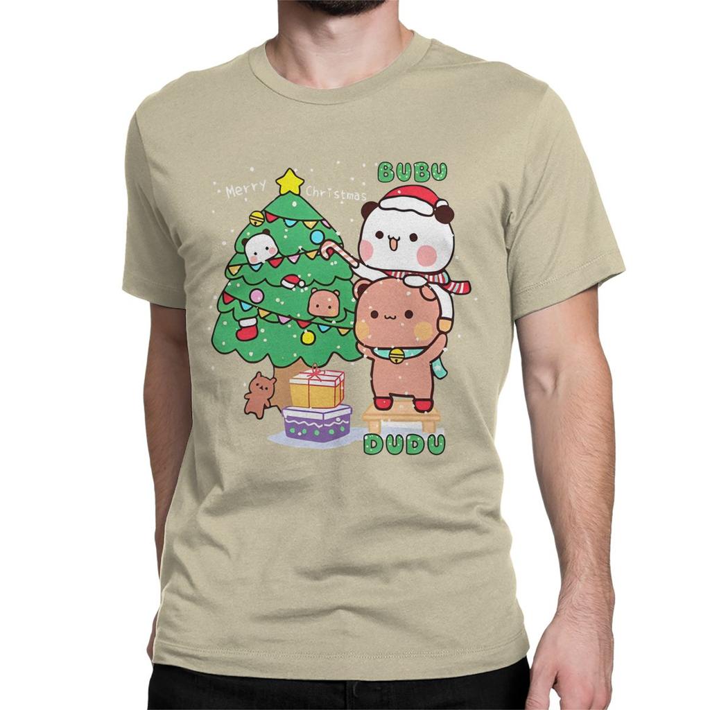 Bubu Dudu Vánoční Panda Pár Pánské Dámské Tričko Roztomilé Vánoční Hipster Trička Kulatý Výstřih Tričko Čistá Bavlna Narozeninový Dárek Oblečení