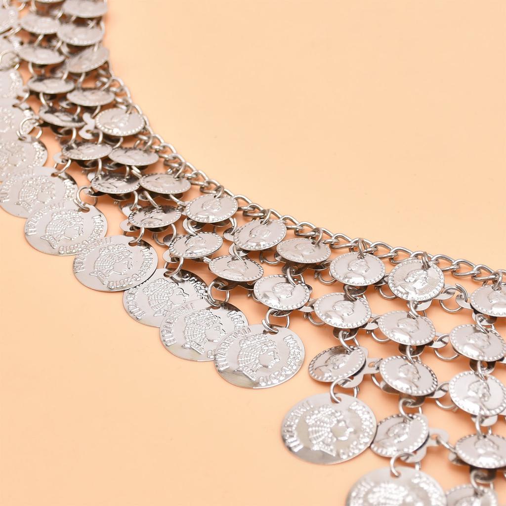 Trendy Coin Tassels Waist Chain Adjustable Length Body Chain Fashion Waistband for Women Party and Casual Wear
