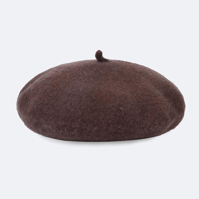 Wool Beret Hat, Color Winter in Coffee Brown, Casual for Everyday Wear