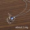 Silver Plated Irregular Moonstone Pendant Necklace, Delicate Blue Flash Moonstone Necklace for Women