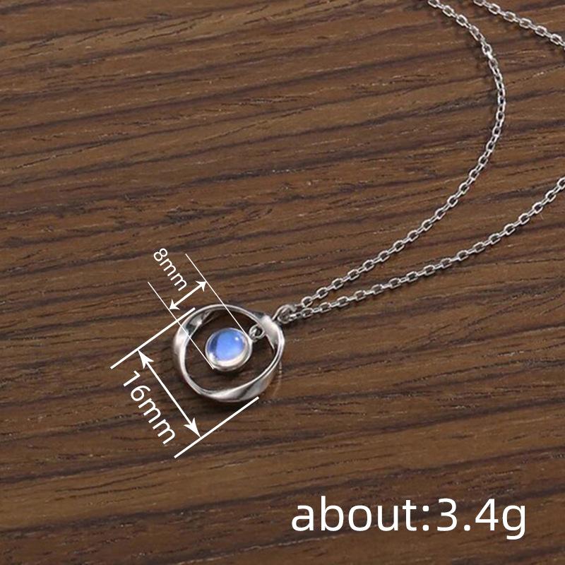Silver Plated Irregular Moonstone Pendant Necklace, Delicate Blue Flash Moonstone Necklace for Women