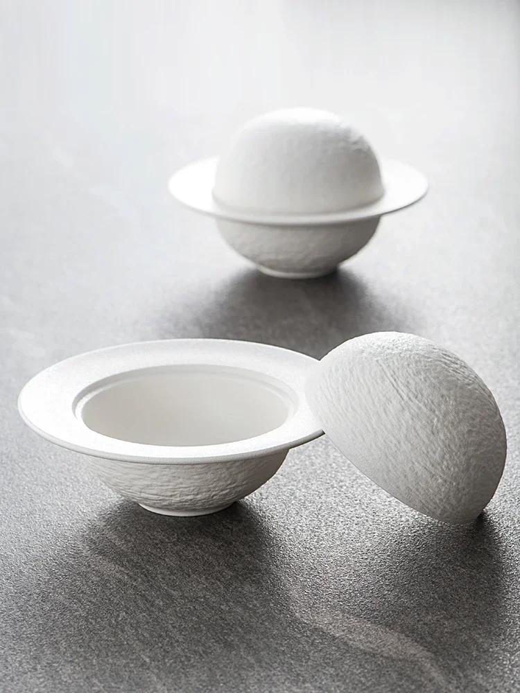 Tasse à ragoût en céramique à motif de roche, tasse à soupe, bol, vaisselle d'hôtel et de restaurant, tasse pour concombre de mer et ormeau, bol à dessert créatif planète