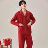 KJ New Men's Pajamas Long Sleeve Long Pants Casual Cardigan High-End Homewear Men's Red Gift Box for Birth Year Gift To Boyfriend