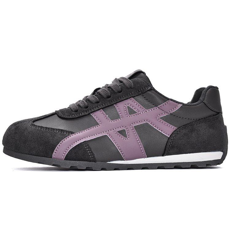 Soft leather version~ Forrest Gump shoes women's 2025 autumn new round head thick sole color matching non-slip comfortable casual sports shoes tide