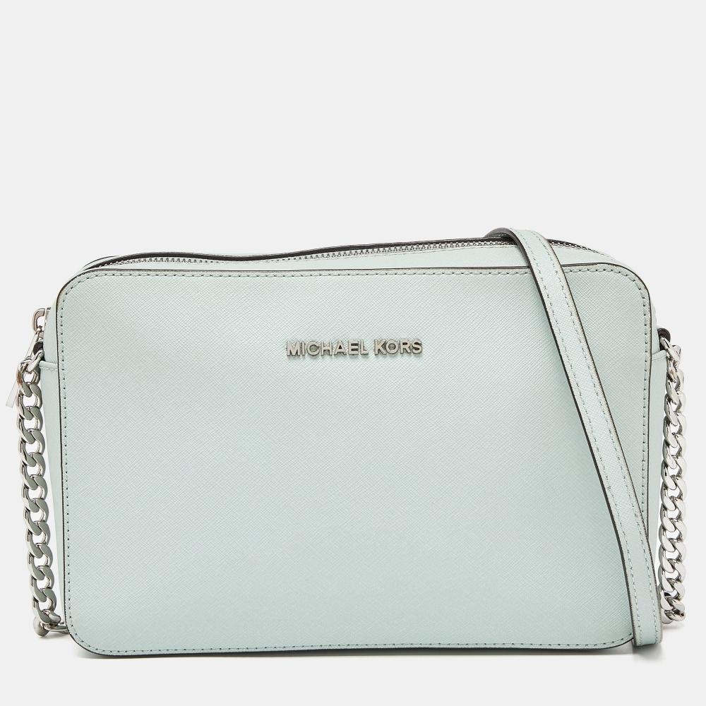 

Michael Kors Saffiano Leather Jet Set Camera Crossbody Bag green