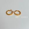 925 Sterling Silver Gold Matte Circle Hoop Earrings for Women - Minimalist Round Metal Design