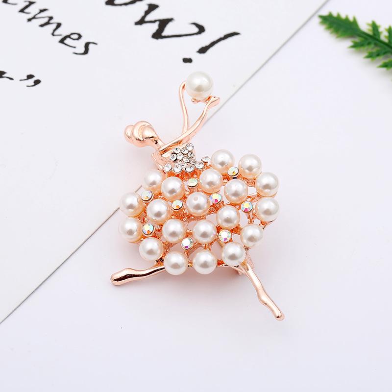 Broche animal incrustée de perles – Bijou de corsage en alliage style dessin animé en forme de goutte d'huile pour femme