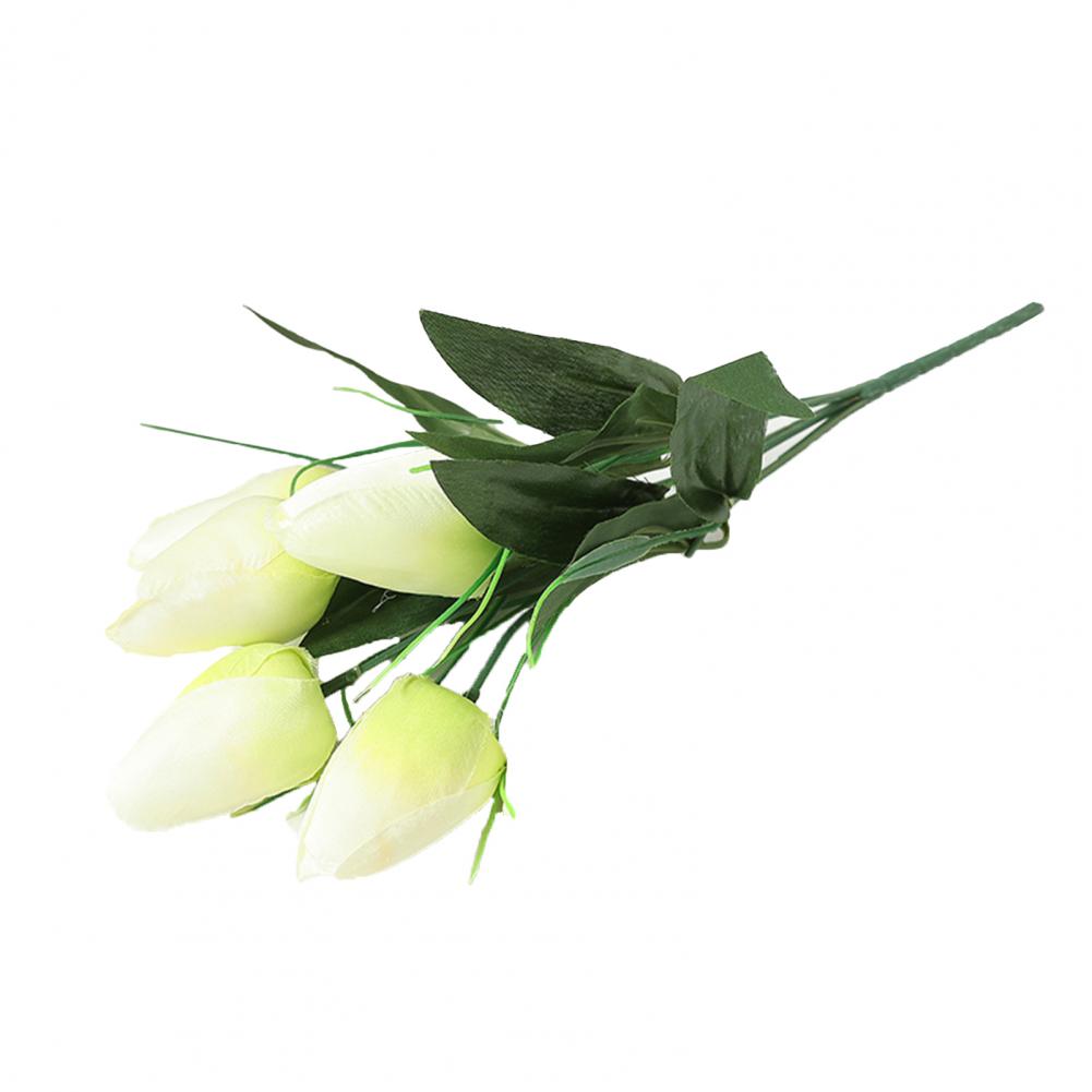 1 Branch 33cm Artificial Flower No Watering No Fade Faux Silk Cloth Wedding Bridal Handheld 6 Heads Simulation Tulips Home Decor