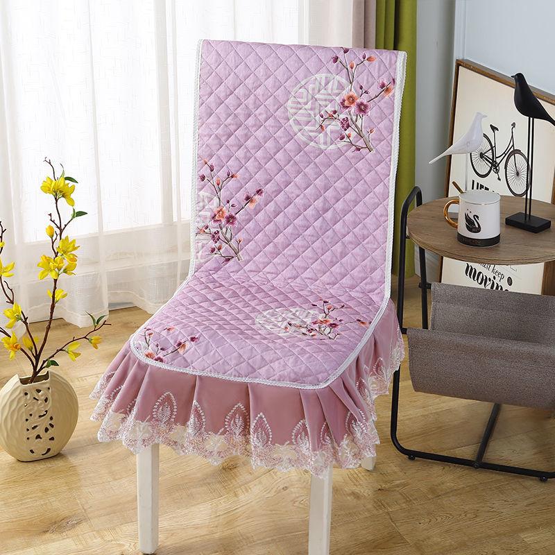 Blue One-piece Chair Cover Table Cloth Dining Chairs Mat Seat Cushion Anti-skid  Lace Chair Cushion Dustproof Cloth Wedding Party Home Decoration