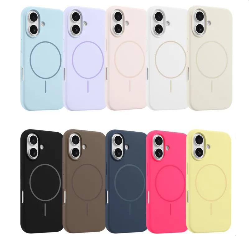 New Gold Liquid Silicone Magsafe Case For iPhone 16 14 15 Plus 13 12 11 16 Pro Max Magnetic Wireless Charge Protector Soft Cover