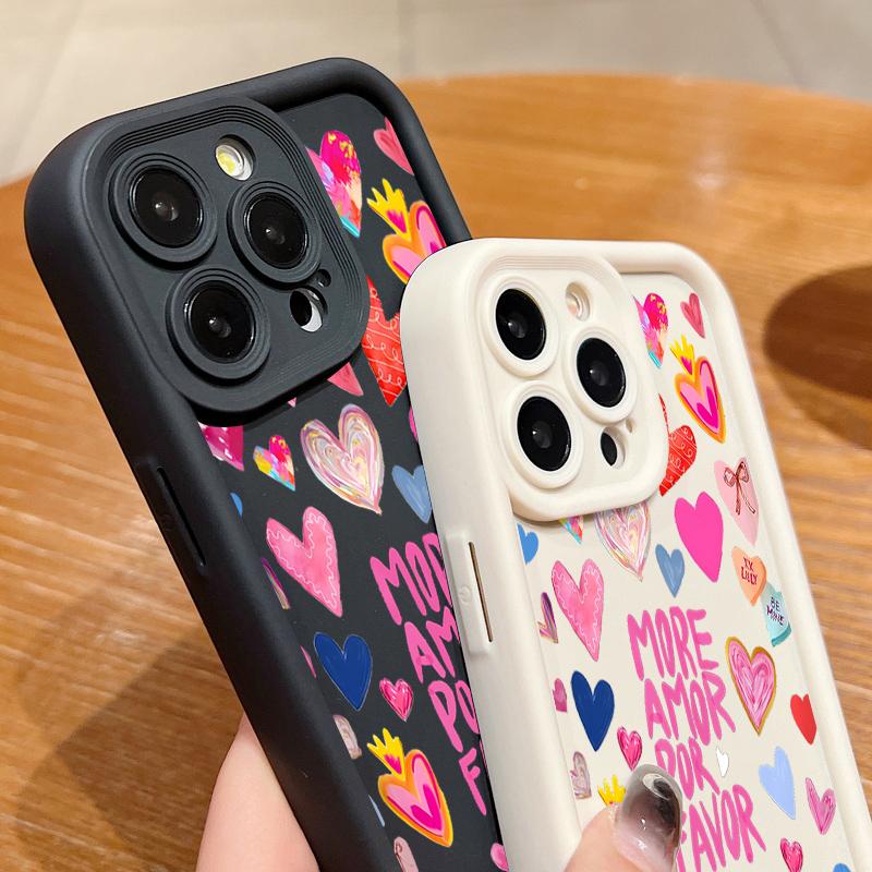 Heart Print Pattern Phone Case For iPhone Air 17 16e 16 15 Pro Max 16 14 Plus 13 12 11 Pro Max 7 8 Shockproof Soft TPU Silicone Cover