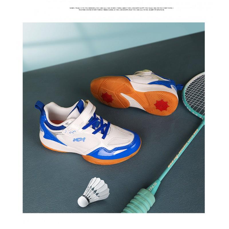 Kids Indoor Sports Shoes Badminton Tennis Pickleball Lightweight Breathable Non-Slip Court With Velcro