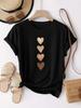 Women's Short Unisex Casual T-shirt with Four Hearts Graphic Print Novelty Round Neck T-shirt