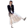 Women's High Waist Lace A-line Ballet Skirt - Petite White, Spring/Autumn Style