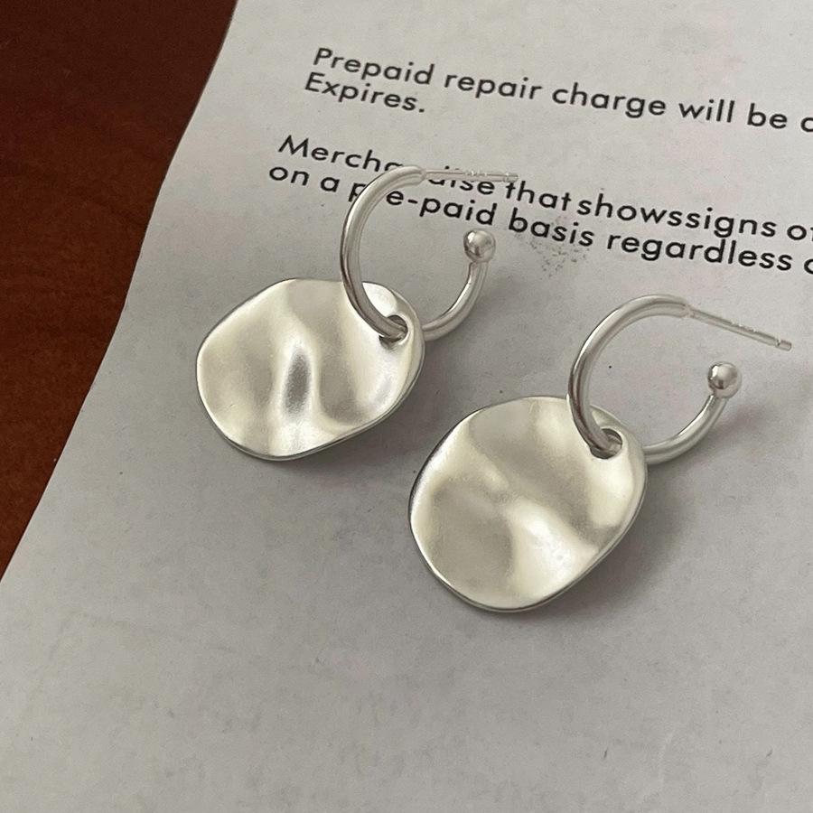 

2025 Korean Style Sterling Silver Wave Disc Dangle Earrings - Women s Luxury Stud Ear Jewelry
