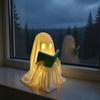 Cute Ghost Reading Book Figurine, Small LED Lighted Halloween Ghost Statue for Home Bookshelf Mantel Desk Decor