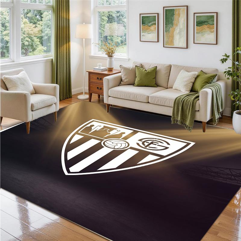 Sevilla FC Design Crystal Velvet Rug Soft Decorative Mat for Bedroom Entrance