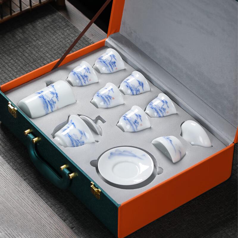 MULTIPOTENT Hand-painted Mutton Fat Jade Porcelain Kung Fu Tea Set