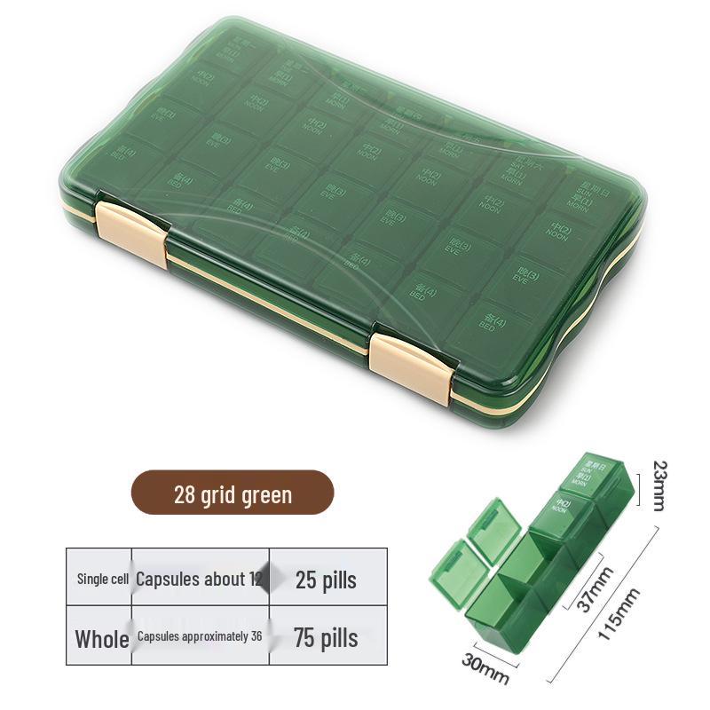 Compact Multi-Color 7-Day Pill Organizer with 21 & 28 Compartments