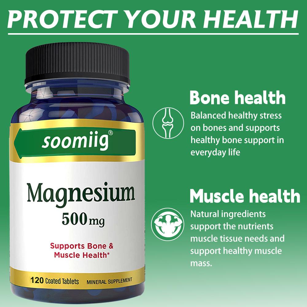 Magnesium 500 mg - Highly effective formula for bone and muscle health. 120 capsules.