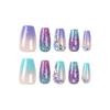 24 Pieces Wearing Nail Removable Nail Art Piece French Gradual Change Flash Diamond Fake Nail Nail Nail Art Sticker
