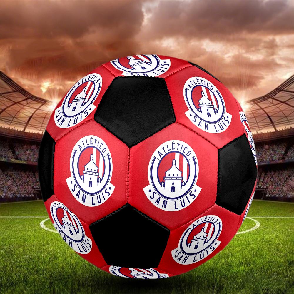 SIZE 5 Atlético San Luis Soccer Ball Colorful All Ages Machine Stitched PVC Competition Ready Durable High-Bounce