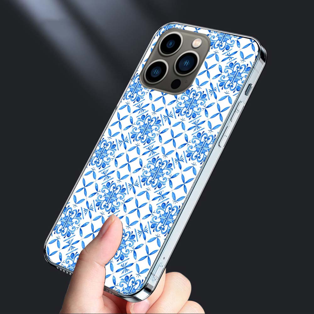 Blue White Porcelain Pattern Phone Case For Iphone 16E 15 Pro 14 Plus 17E 16 17 Pro Max Air 11 12 13 Mini Shockproof Capa Cut