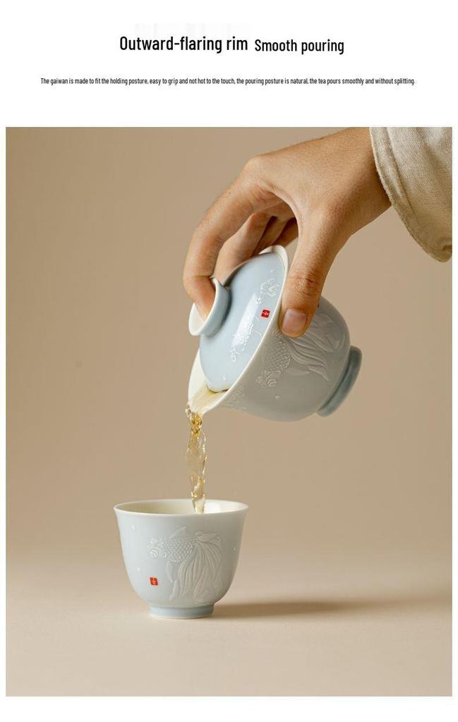 Vibrant Ceramic Gaiwan Tea Set: Two-Piece Kung Fu Tea Bowl for Ladies, Perfect for Fresh, Individual Brewing
