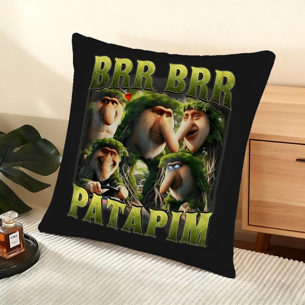 Italian B-Brainrot Cushion Cover Soft Short Plush Pillow Cover Smooth Cozy Texture Aesthetic Cushion Case Home Decor