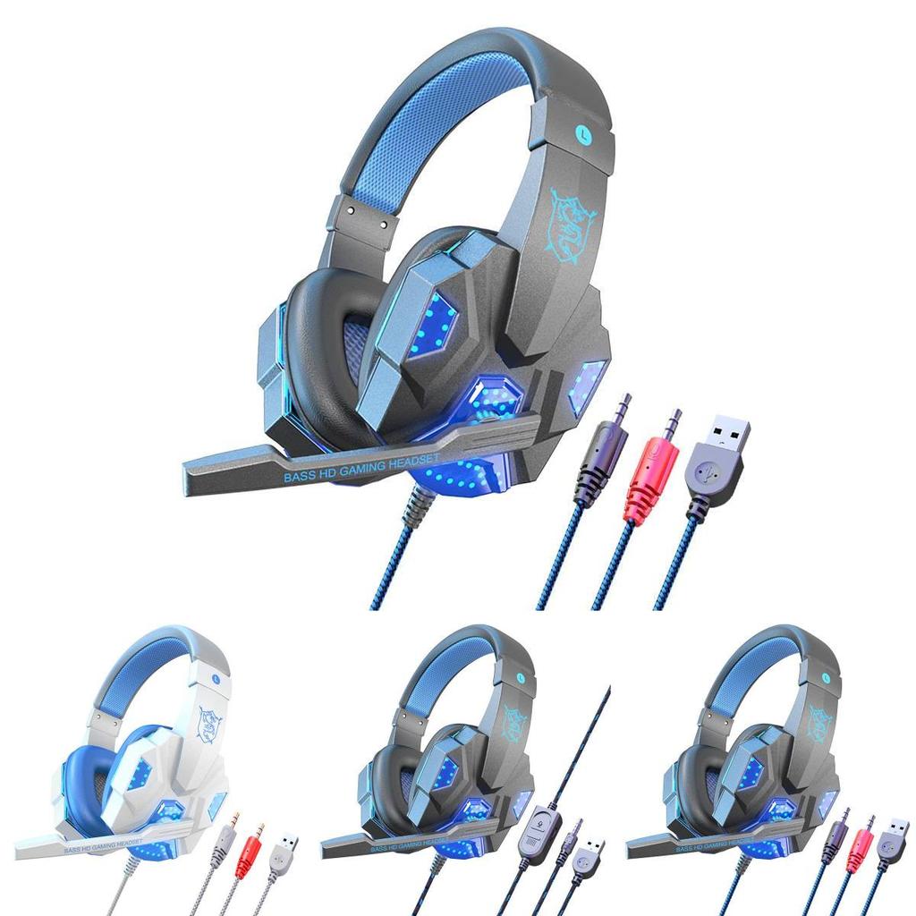 Wired Gaming Headset For Pc Ps4 40mm Drivers Leather Ear Cushions 22m Cord Mic Gamers Home Office