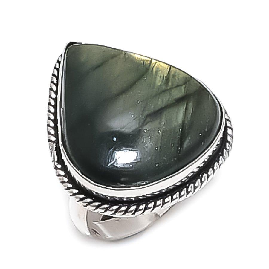 

Natural Labradorite Gemstone 925 Sterling Silver Jewelry Ring Size 9.5 ETC-13338