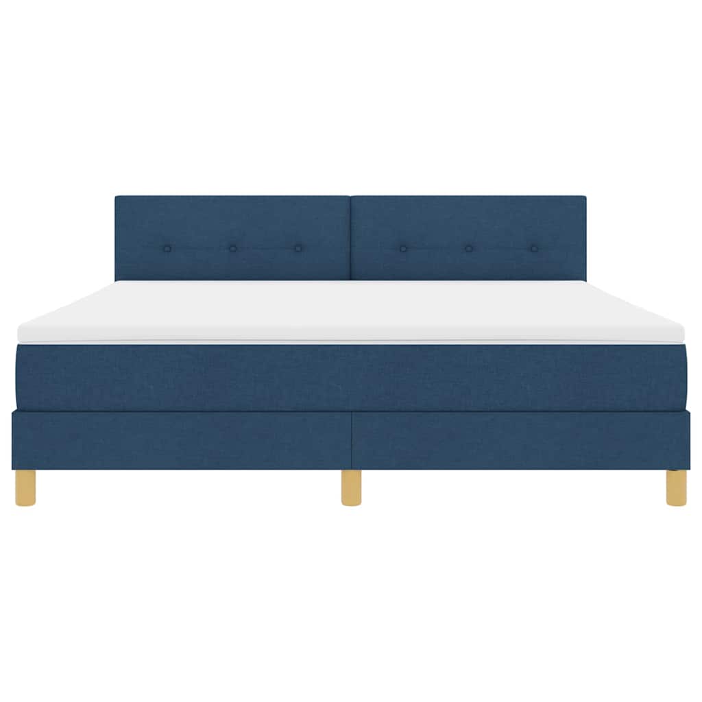 Box Spring Bed with Headboard Blue 180 X 200 Cm Fabric