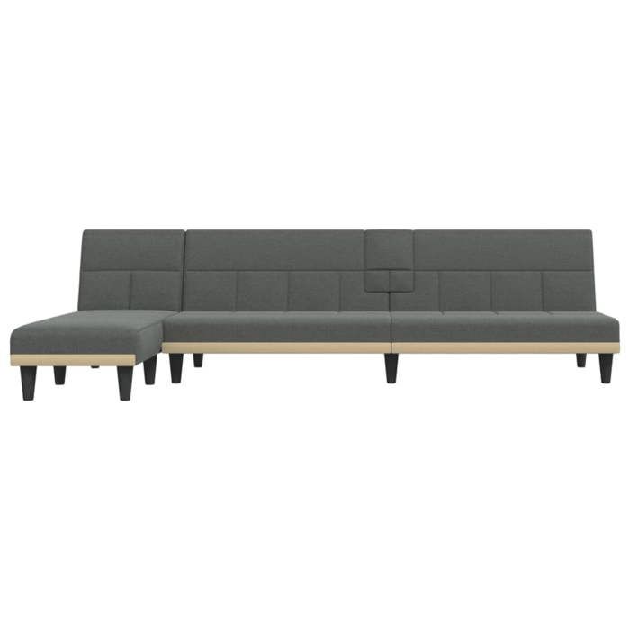 VidaXL L-shaped Sofa Bed Dark Grey 255x140x70 Cm Fabric, Daybed, Foldable Sofa Bed, Fabric Sofa Bed, 3157227