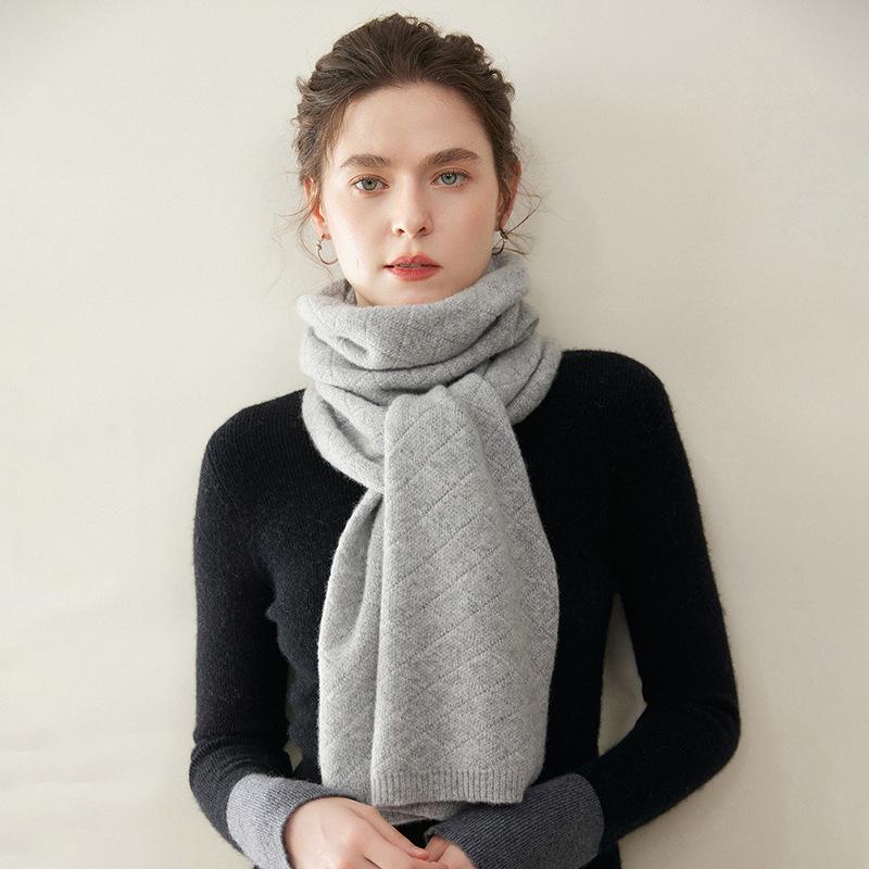 Damen 100% Reines Kaschmir-Schal - Modischer Unifarbener, Warmer Gestrickter Nackenschal für Herbst und Winter