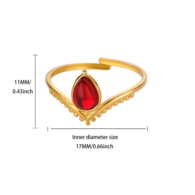 New ring personalized retro light luxury inlaid jade high-end ring stainless steel