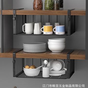Kitchen Storage Adjustable Cabinet Under Shelf Storage Off Shelf Basket Multifunctional Creative Finishing Hanging Shelf