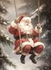 Christmas Tree Wall Art Decor Santa Claus On Swing Posters Prints Snowman Deer Winter Canvas Painting For Festival Decoration