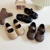 Girls' Retro Leather Shoes - New Children's Velcro Shoes with Soft Soles