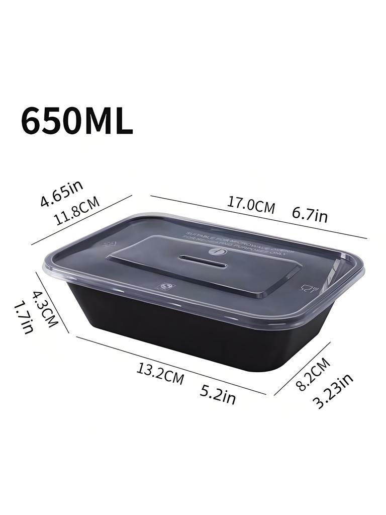 5/10/20 Pack Black Rectangular Meal Prep Containers With Lids,Disposable Plastic To Go Containers, Leak-Proof, Microwave Safe