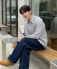 MOZMOZ Soft Basic Light Check Shirt Gray
