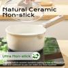 DONNOR Ceramic Nonstick Sauce Pan with Lid 2QT Milk Pot Compatible with All Stovetops 1-3 use PFAS / PFOA Free,white